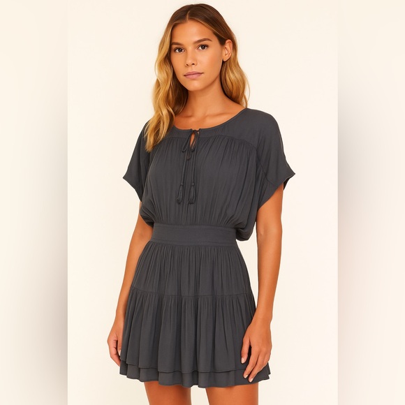 Mustard Seed Tops - Mustard Seed Charcoal Mini Dress